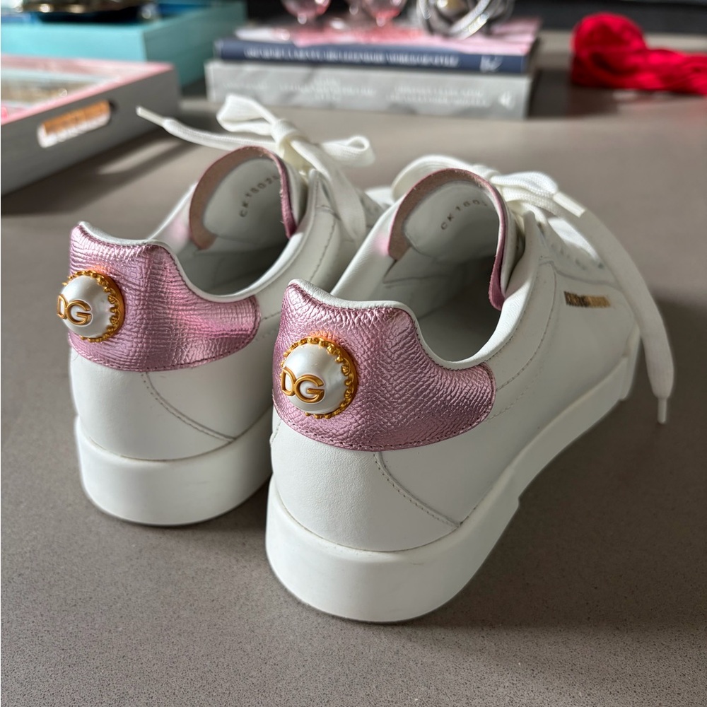 Dolce & Gabbana White and Pink Sneakers